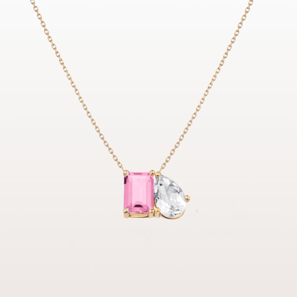 Aurate New York Toi et Moi Gemstone Necklace - Pink Tourmaline & White Topaz - Picture 3 of 5